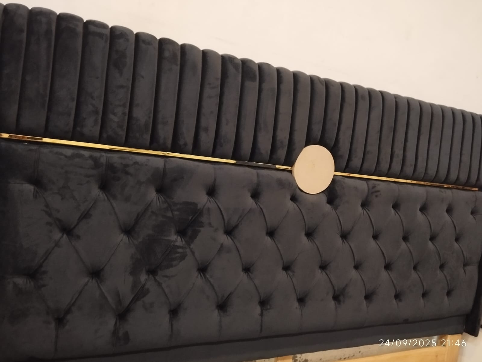 Black Bed with Side tables detail image 1