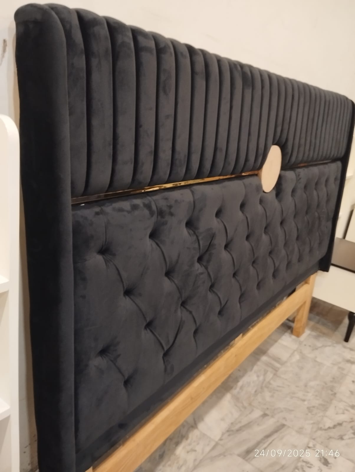 Black Bed with Side tables detail image 2